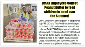DMAX employees collect peanut butter to feed children in need over the summer